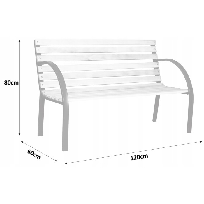 Gartenbank BANCO 120 cm Holz und grauer Stahl, wetterfest