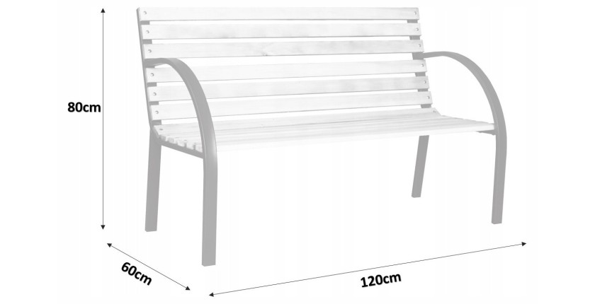Banc de jardin BANCO 120 cm bois et acier gris extérieur résistant