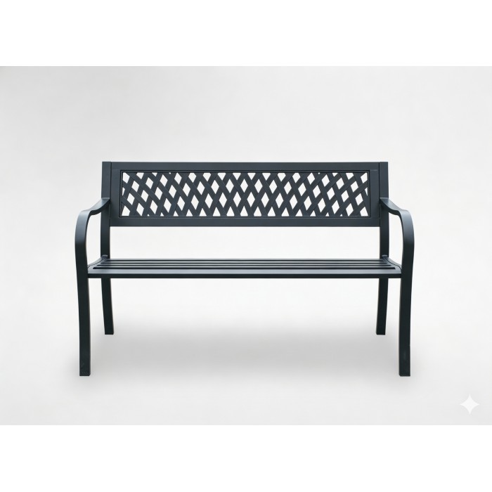 Außenbank FERONA 125 cm Stahl schwarz Design Garten Terrasse