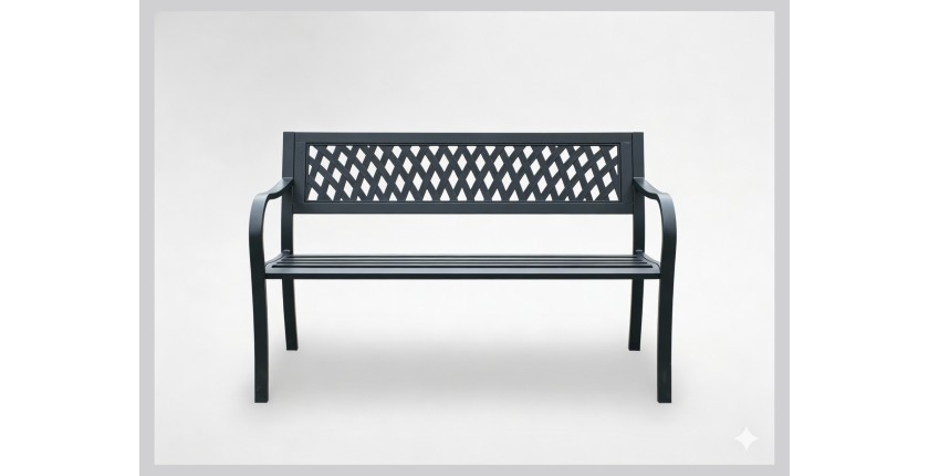 Banc d’extérieur FERONA 125 cm acier noir design jardin terrasse