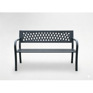 Banc d’extérieur FERONA 125 cm acier noir design jardin terrasse