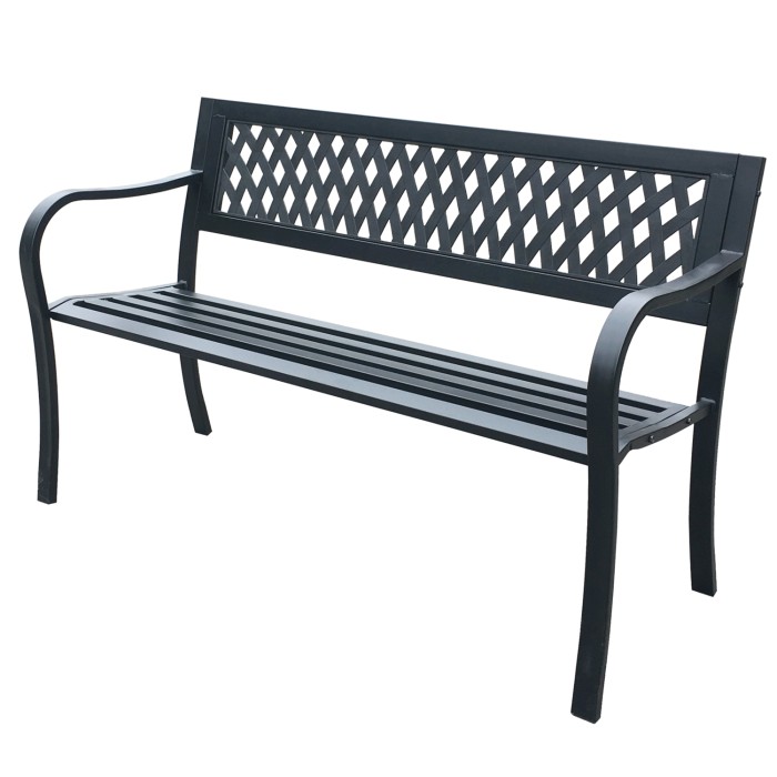 Außenbank FERONA 125 cm Stahl schwarz Design Garten Terrasse