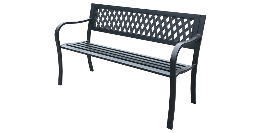Banc d’extérieur FERONA 125 cm acier noir design jardin terrasse