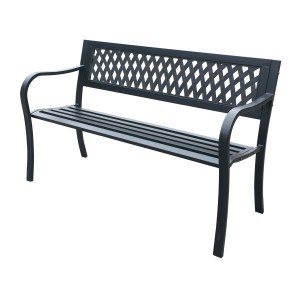 Banc d’extérieur FERONA 125 cm acier noir design jardin terrasse