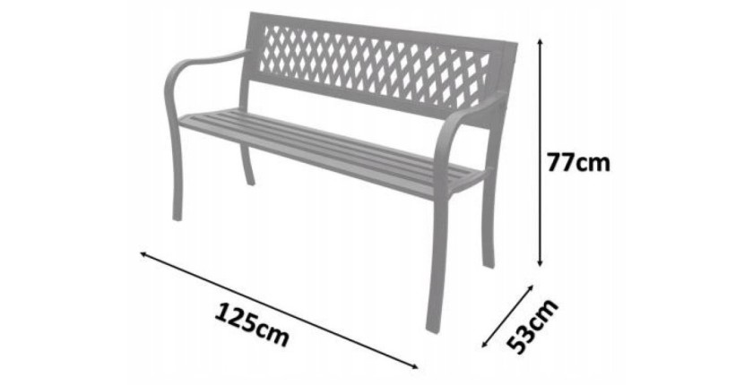 Banc d’extérieur FERONA 125 cm acier noir design jardin terrasse