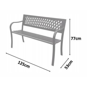 Banc d’extérieur FERONA 125 cm acier noir design jardin terrasse
