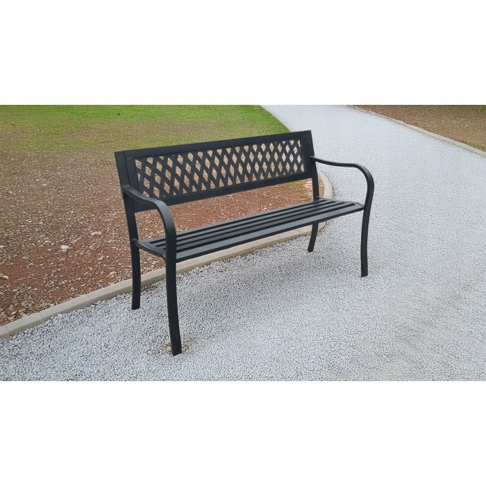 Außenbank FERONA 125 cm Stahl schwarz Design Garten Terrasse