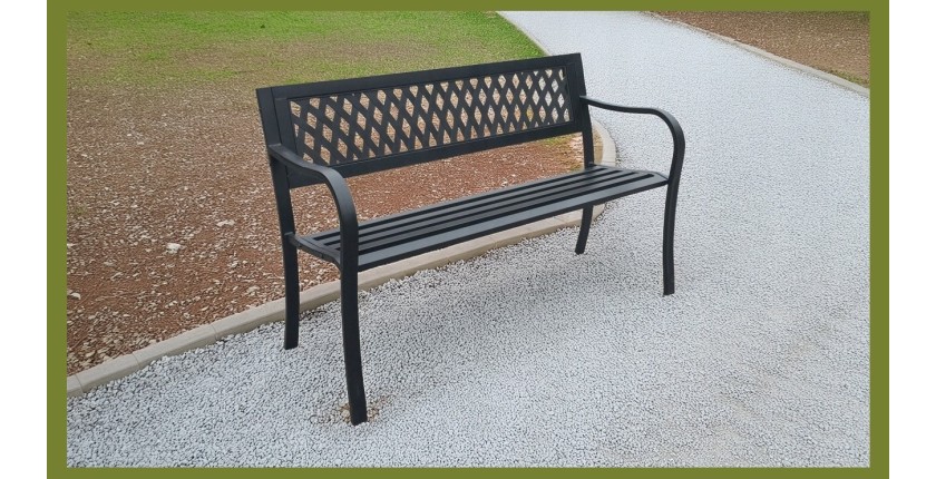 Banc d’extérieur FERONA 125 cm acier noir design jardin terrasse