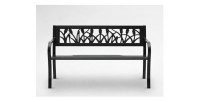 Banc d’extérieur FERONA 125 cm acier noir motif tulipes design jardin