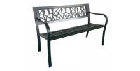 Banc d’extérieur FERONA 125 cm acier noir motif tulipes design jardin