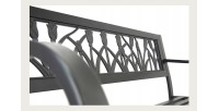 Banc d’extérieur FERONA 125 cm acier noir motif tulipes design jardin