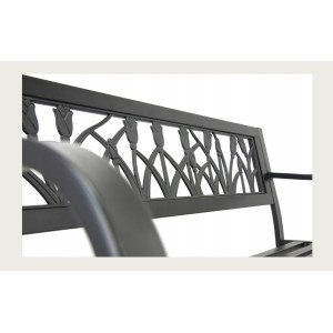 Banc d’extérieur FERONA 125 cm acier noir motif tulipes design jardin
