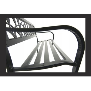 Banc d’extérieur FERONA 125 cm acier noir motif tulipes design jardin