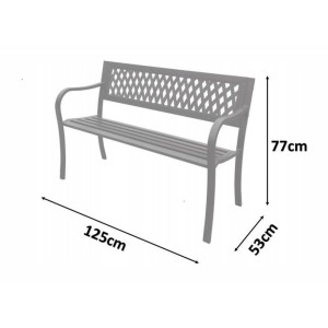 Banc d’extérieur FERONA 125 cm acier noir motif tulipes design jardin