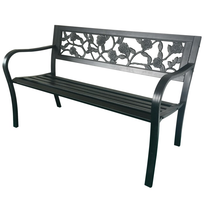 Außenbank MODERNA 125 cm Stahl schwarz mit Rosenmuster