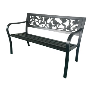 Banc d’extérieur MODERNA 125 cm acier noir motif roses