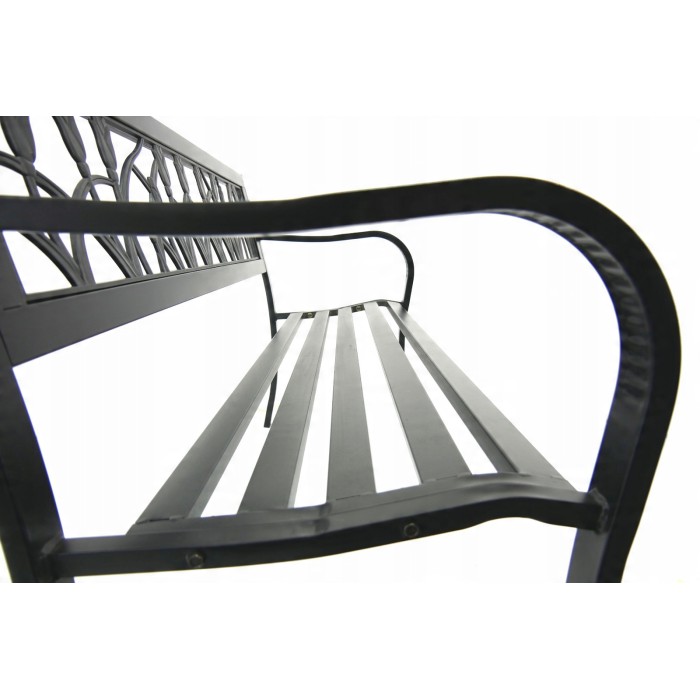 Außenbank MODERNA 125 cm Stahl schwarz mit Rosenmuster