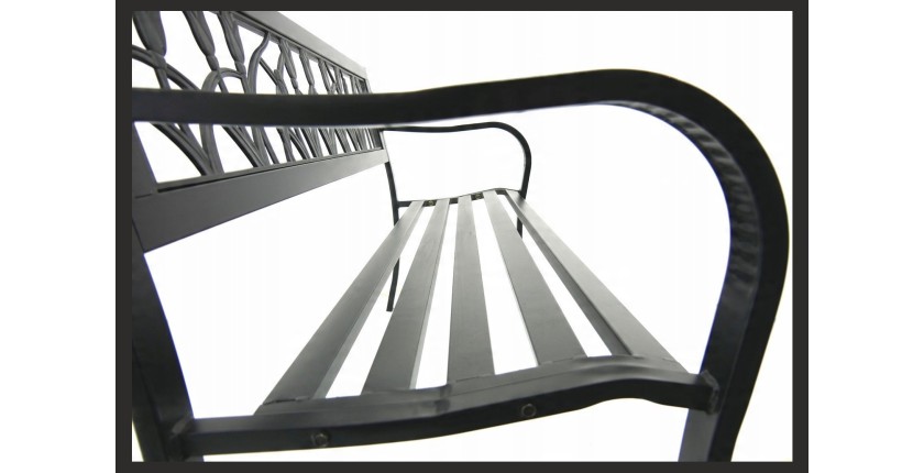 Banc d’extérieur MODERNA 125 cm acier noir motif roses