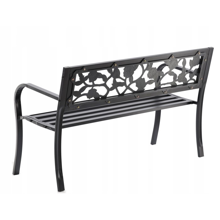 Außenbank MODERNA 125 cm Stahl schwarz mit Rosenmuster