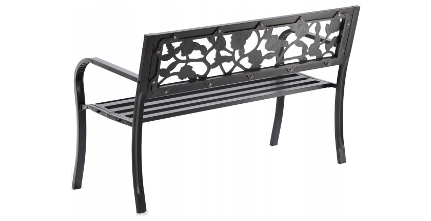 Banc d’extérieur MODERNA 125 cm acier noir motif roses