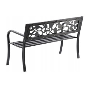 Banc d’extérieur MODERNA 125 cm acier noir motif roses