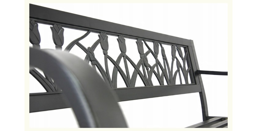 Banc d’extérieur MODERNA 125 cm acier noir motif roses