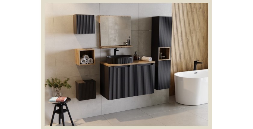 Vasque à poser ovale 48x33 cm noir mat avec bonde clic-clac noire incluse