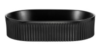 Vasque à poser ovale 48x33 cm noir mat avec bonde clic-clac noire incluse