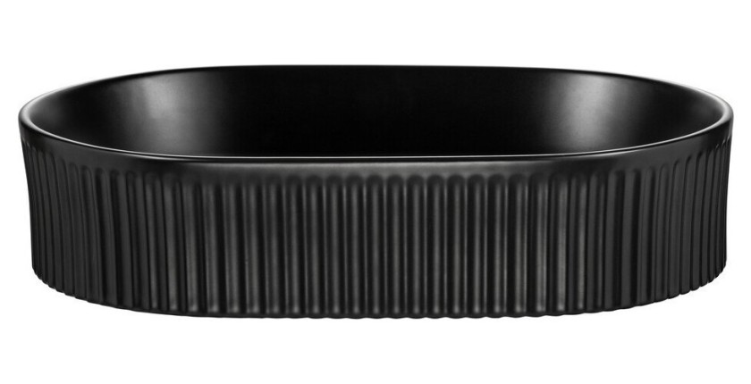 Vasque à poser ovale 48x33 cm noir mat avec bonde clic-clac noire incluse