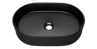 Vasque à poser ovale 48x33 cm noir mat avec bonde clic-clac noire incluse