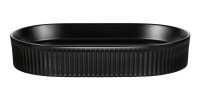 Vasque à poser ovale 56x36 cm noir mat avec bonde clic-clac noire incluse