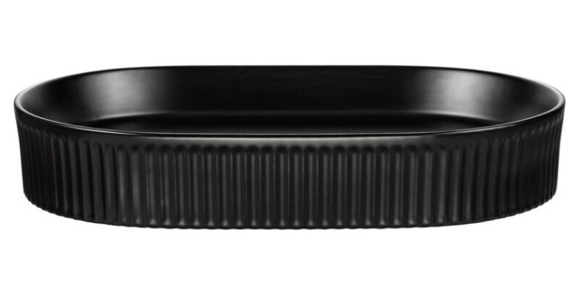 Vasque à poser ovale 56x36 cm noir mat avec bonde clic-clac noire incluse