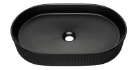 Vasque à poser ovale 56x36 cm noir mat avec bonde clic-clac noire incluse