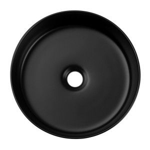 Vasque à poser ronde 36 cm noir mat avec bonde clic-clac noire incluse