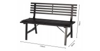Banc d’extérieur MODERNA 110 cm acier noir design jardin terrasse