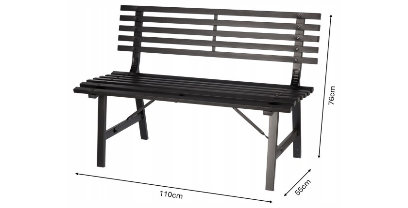 Banc d’extérieur MODERNA 110 cm acier noir design jardin terrasse