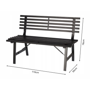 Banc d’extérieur MODERNA 110 cm acier noir design jardin terrasse