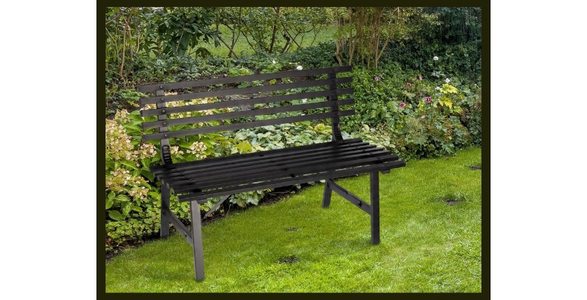 Banc d’extérieur MODERNA 110 cm acier noir design jardin terrasse