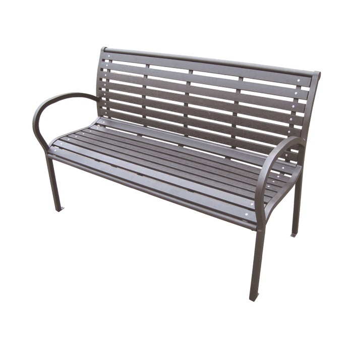 Außenbank MODERNA 125 cm Stahl und schwarzer Kunststoff Design Garten Terrasse