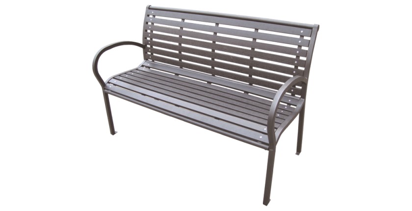 Banc d’extérieur MODERNA 125 cm acier et plastique noir design jardin terrasse