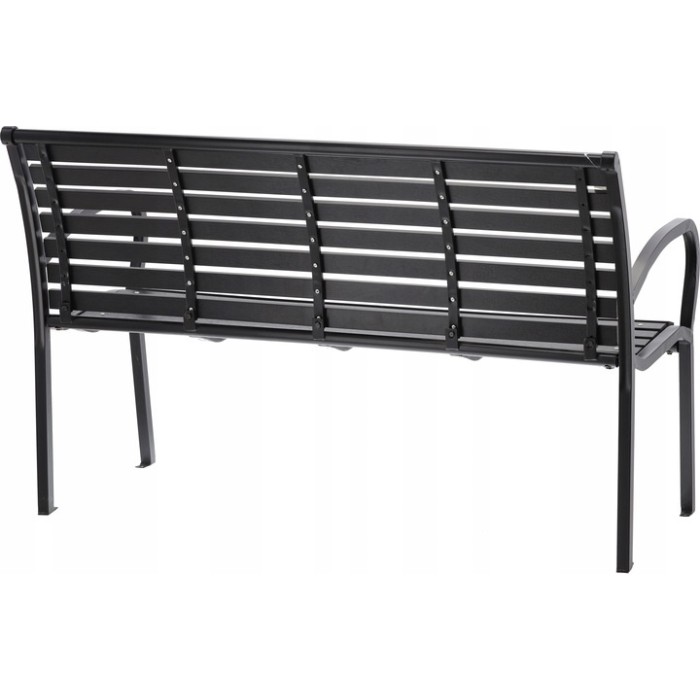 Außenbank MODERNA 125 cm Stahl und schwarzer Kunststoff Design Garten Terrasse
