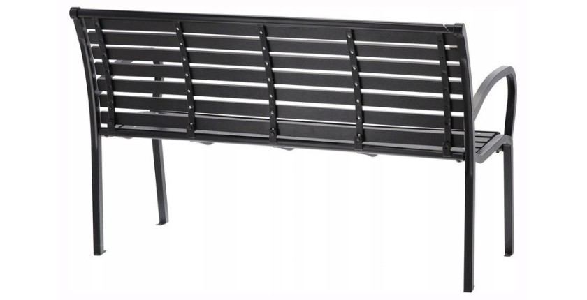 Banc d’extérieur MODERNA 125 cm acier et plastique noir design jardin terrasse