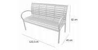 Banc d’extérieur MODERNA 125 cm acier et plastique noir design jardin terrasse