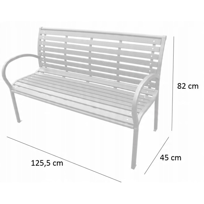 Außenbank MODERNA 125 cm Stahl und schwarzer Kunststoff Design Garten Terrasse