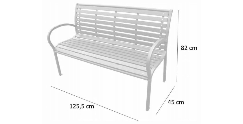 Banc d’extérieur MODERNA 125 cm acier et plastique noir design jardin terrasse