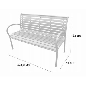 Banc d’extérieur MODERNA 125 cm acier et plastique noir design jardin terrasse