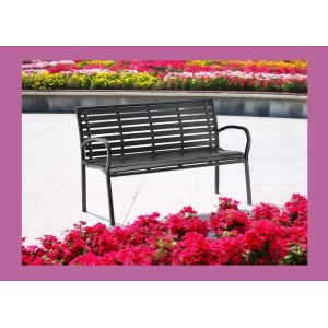 Banc d’extérieur MODERNA 125 cm acier et plastique noir design jardin terrasse