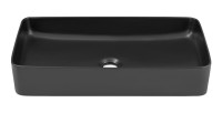 Vasque à poser rectangulaire 61x34 cm noir mat avec bonde clic-clac noire incluse