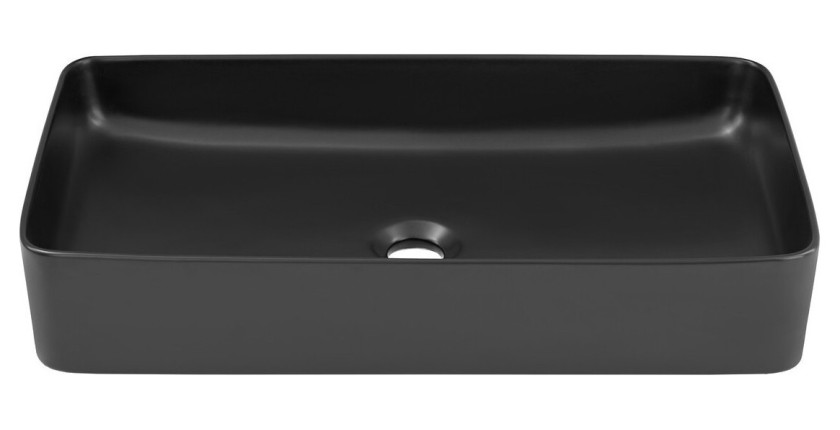 Vasque à poser rectangulaire 61x34 cm noir mat avec bonde clic-clac noire incluse