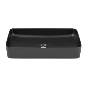 Vasque à poser rectangulaire 61x34 cm noir mat avec bonde clic-clac noire incluse